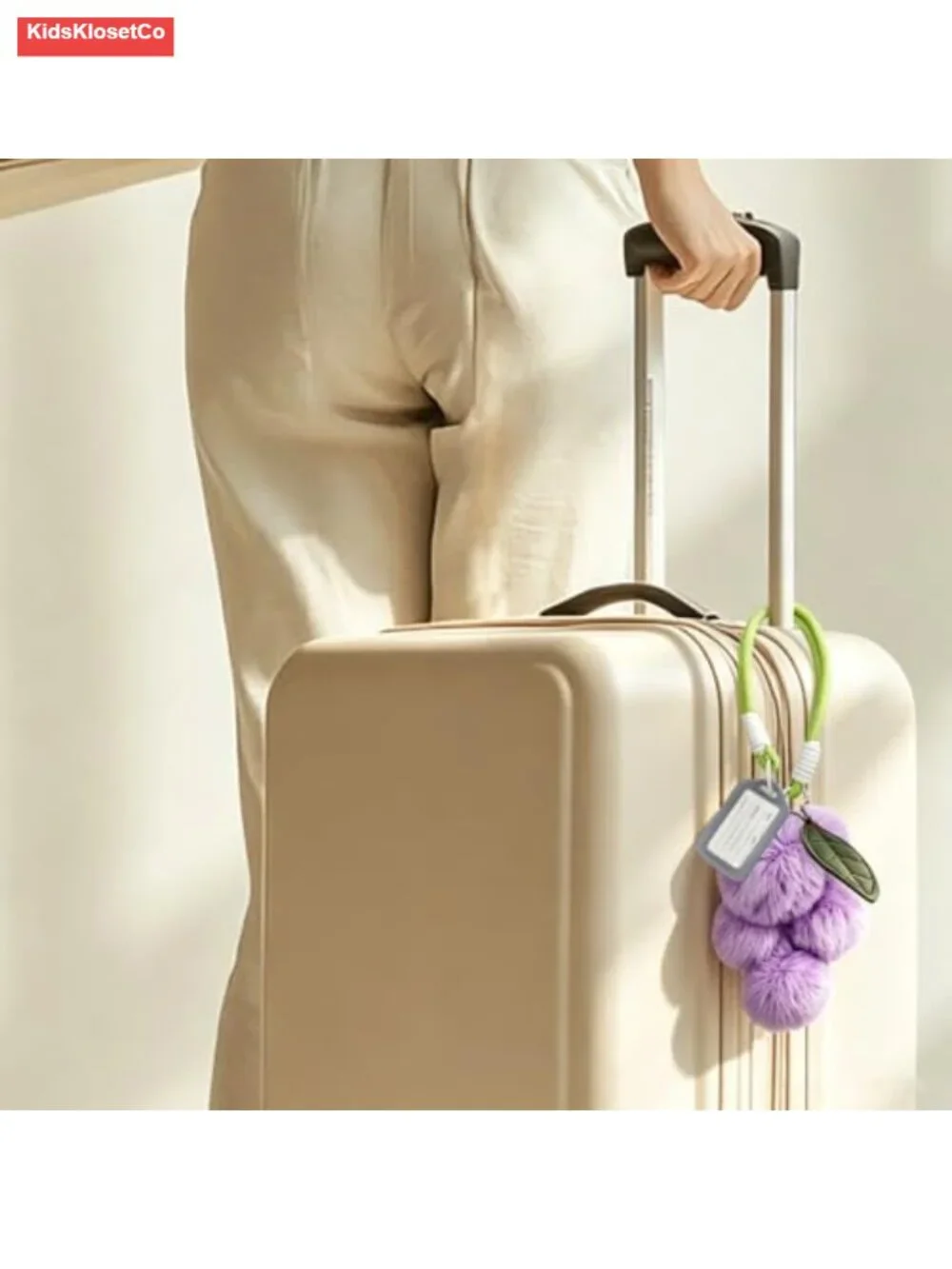 Luxury Fluffy Pom Pom Luggage Tag with Label Window, Silicone Strap